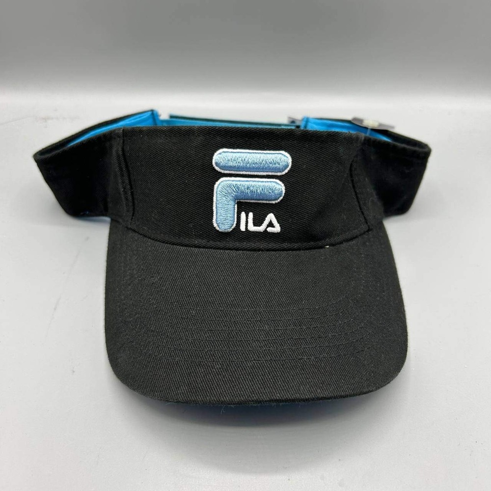Fila Visor Hat Men Black Blue Embroidered Logo Strap Back Cap Cotton New